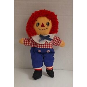 Vintage Raggedy Andy Doll 9 Inch Classic Cloth Plush Red Yarn Hair Preowned